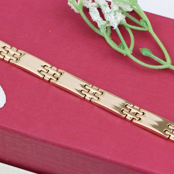 "Rose Gold Bracelet with Bold Link Design, XPBL1092 - Picture 1 of 12